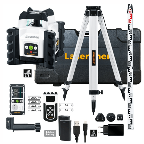 Laserliner Quadrum Compact G 210S Set 165cm | Περιστροφικό Πράσινο Laser με Δέκτη και Τρίποδο
