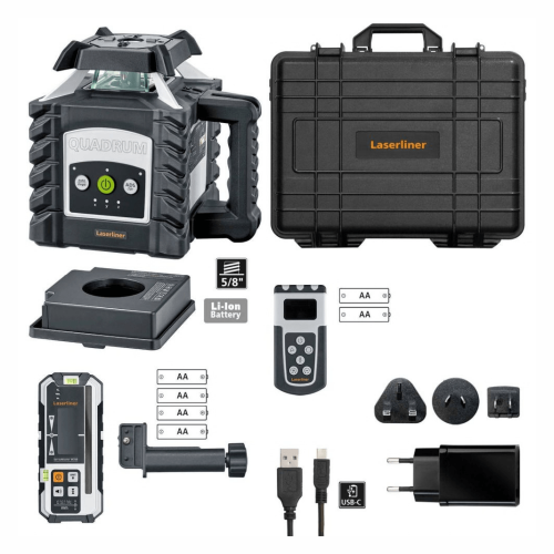 Laserliner Quadrum GSL M350 | Πράσινο Περιστροφικό Laser με Δέκτη 350 m